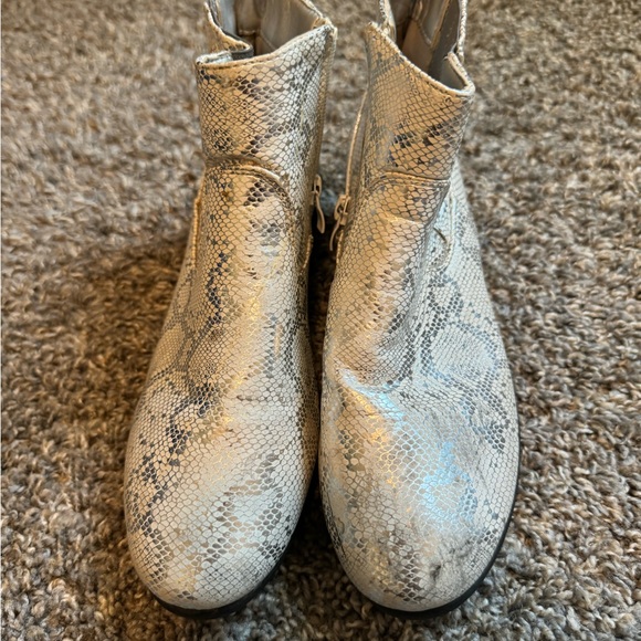 Ashley Blue Faux Snakeskin Ankle Booties - Picture 4 of 9